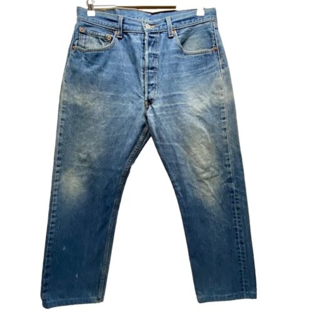 Vintage Levi’s 501XX Blank Tab Jeans Men's 34x31Blue Hemmed 30" Button Fly Denim